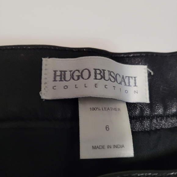 Black genuine leather pants with pockets - Picture 2 of 3